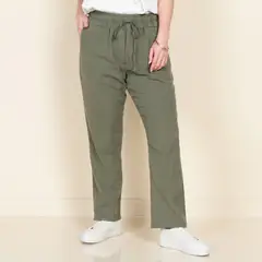WADOS - Pantalón Regular Tiro Alto Lino Mujer