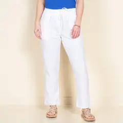 WADOS - Pantalón Regular Tiro Alto Lino Mujer