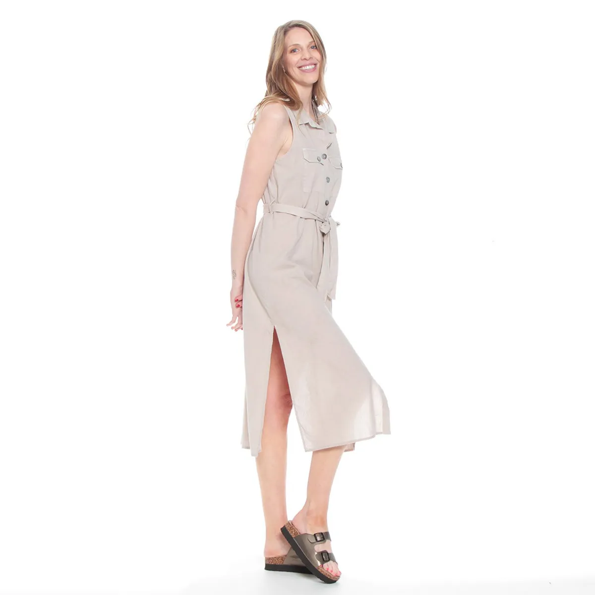 WADOS - Vestido Midi Lino Mujer Wados