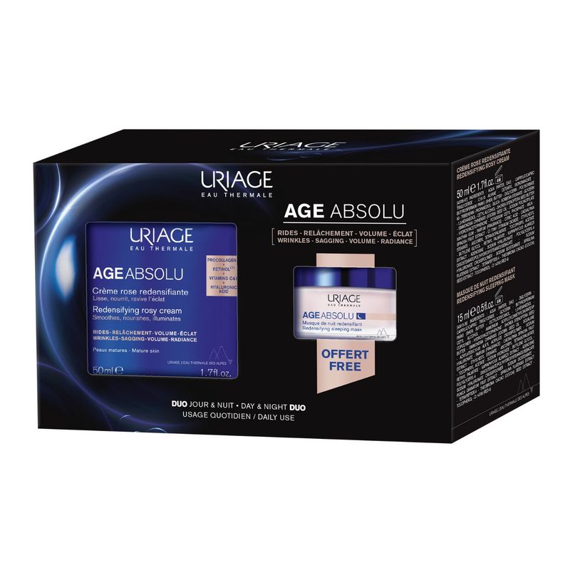 URIAGE - Set Age Absolu Crema Rosa Redensificante 50ml + de regalo Mascarilla de Noche Redensificante 15ml Uriage