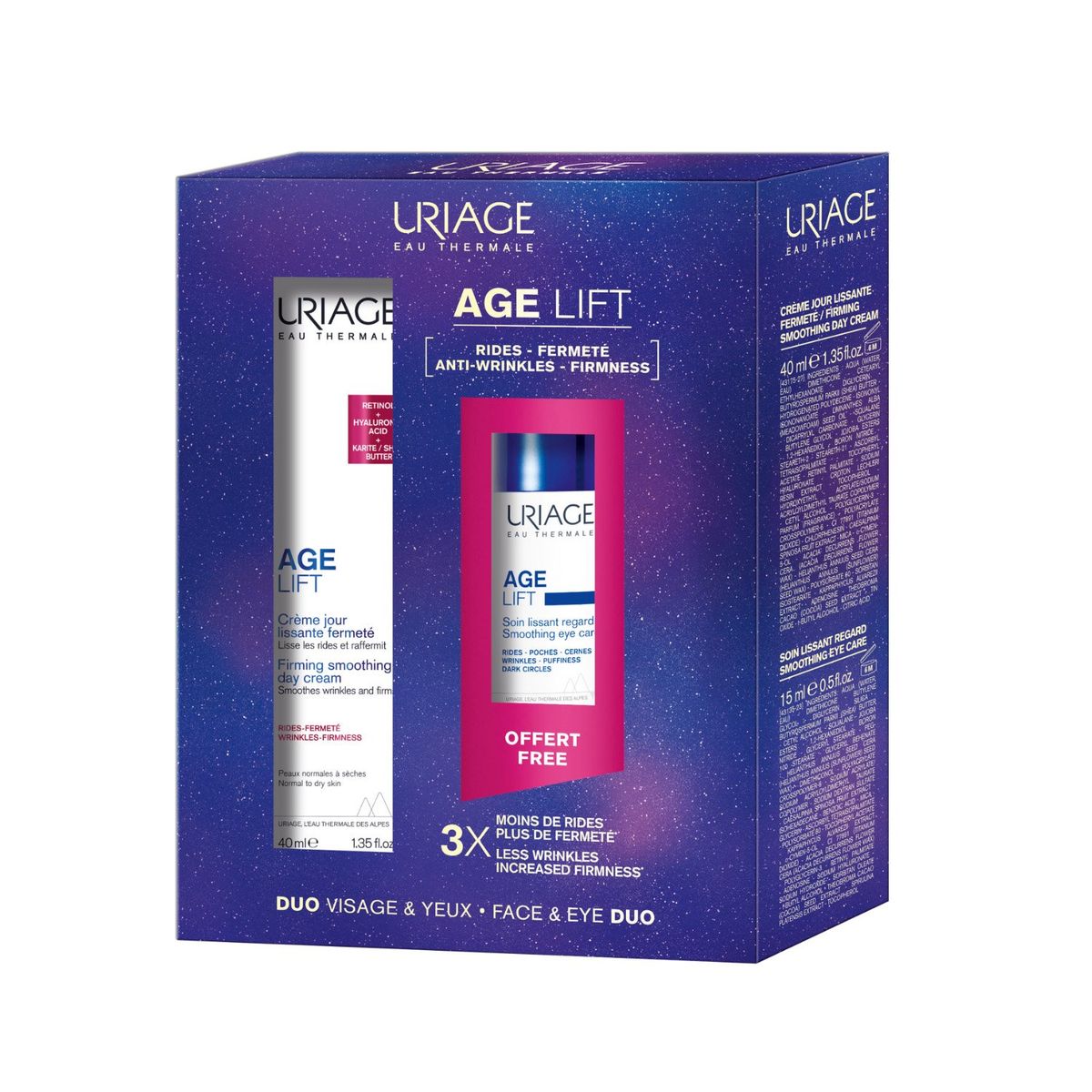 URIAGE - Set Crema Antiarrugas Reafirmante Día + Contorno de Ojos Antiarrugas Age Lift Uriage