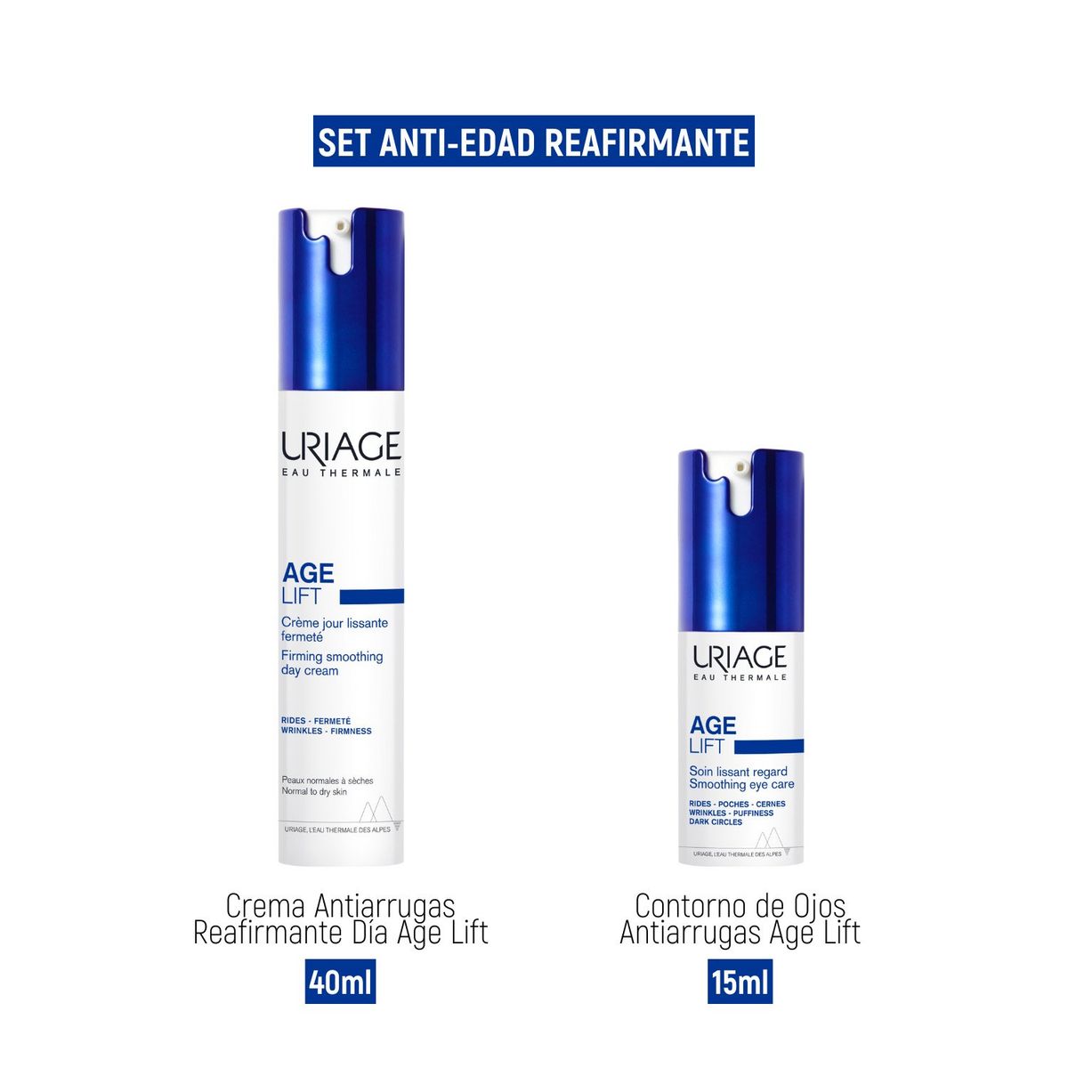 URIAGE - Set Crema Antiarrugas Reafirmante Día + Contorno de Ojos Antiarrugas Age Lift Uriage