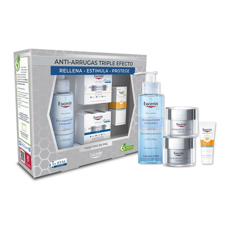 EUCERIN - EUCERIN Pack Rutina Piel Madura 3x Limpiador + Crema Día + Crema Noche + Protector Solar
