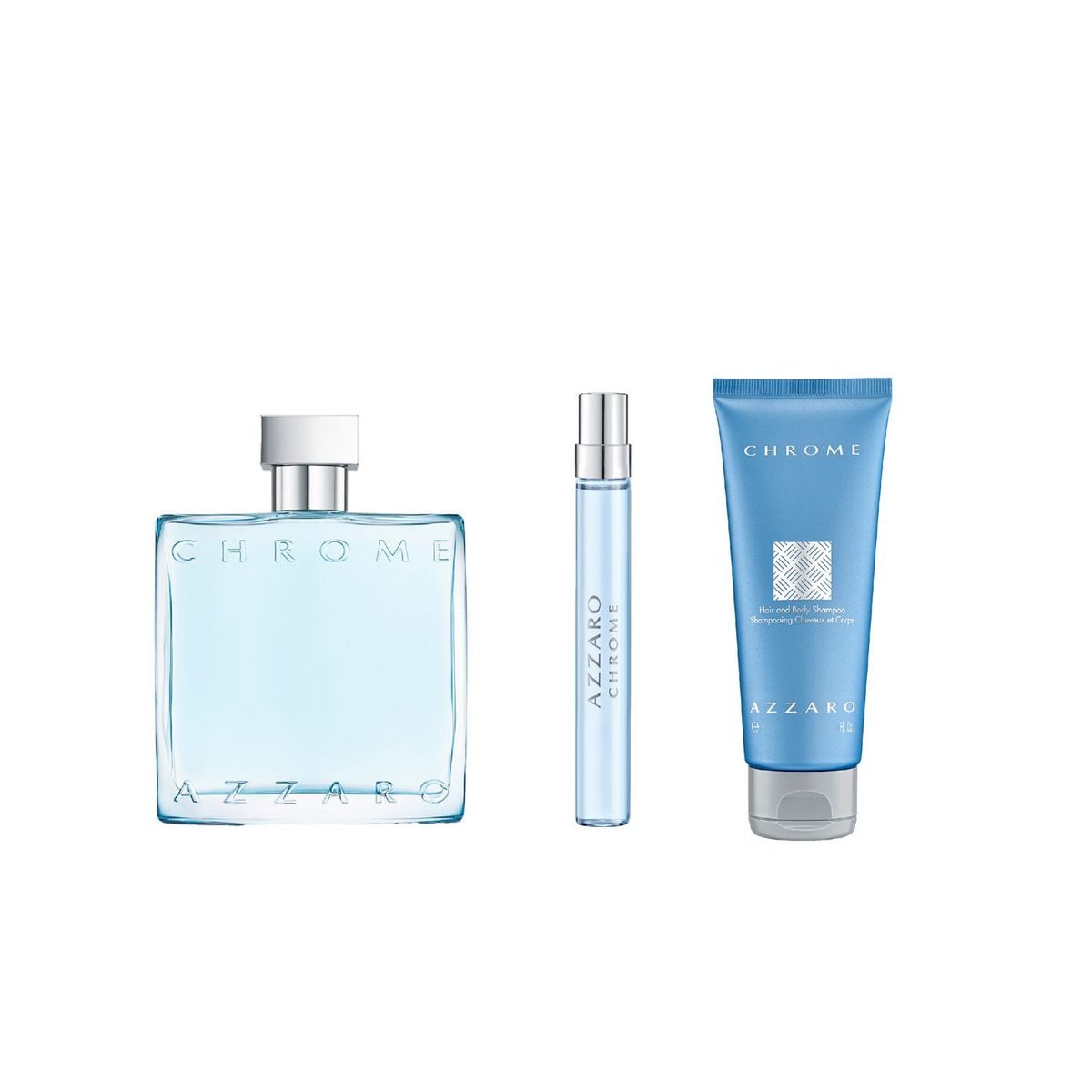AZZARO - Set Perfume Azzaro Chrome Eau de Toilette Para Hombre 100 ml + 10 ml + Body Shower 75 ml