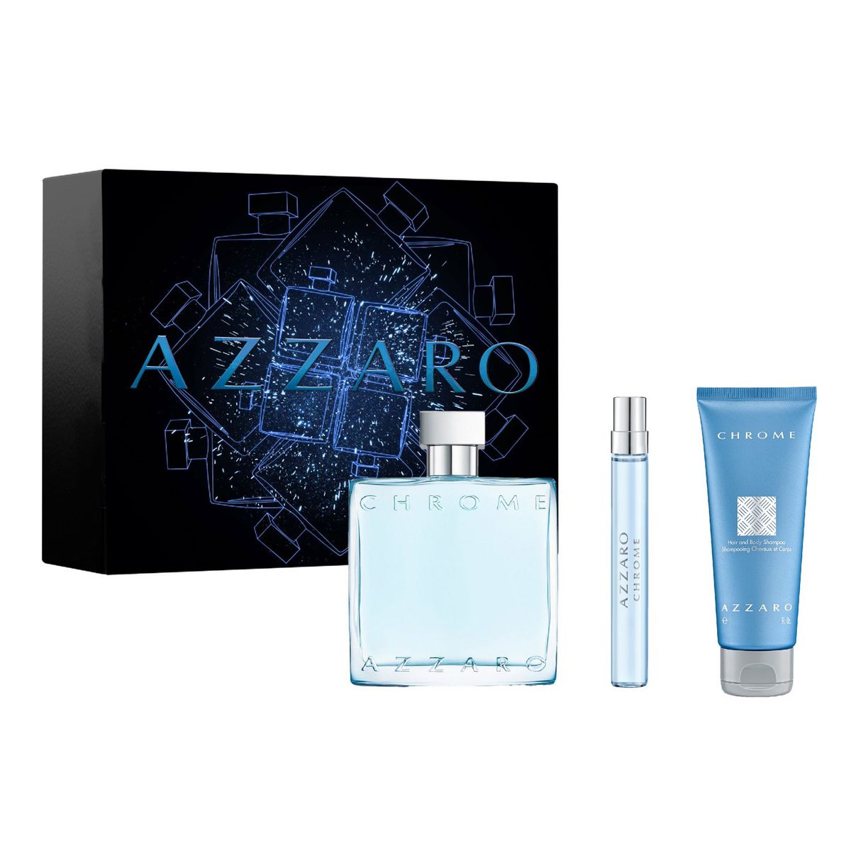 AZZARO - Set Perfume Azzaro Chrome Eau de Toilette Para Hombre 100 ml + 10 ml + Body Shower 75 ml