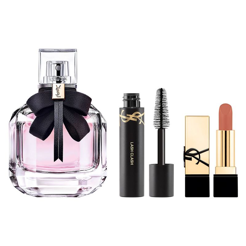 YSL - Set Perfume Mujer Mon Paris Eau De Parfum 50ml + Mini Máscara Lash Clash + Mini Labial Rouge Pur Couture NM Yves Saint Laurent