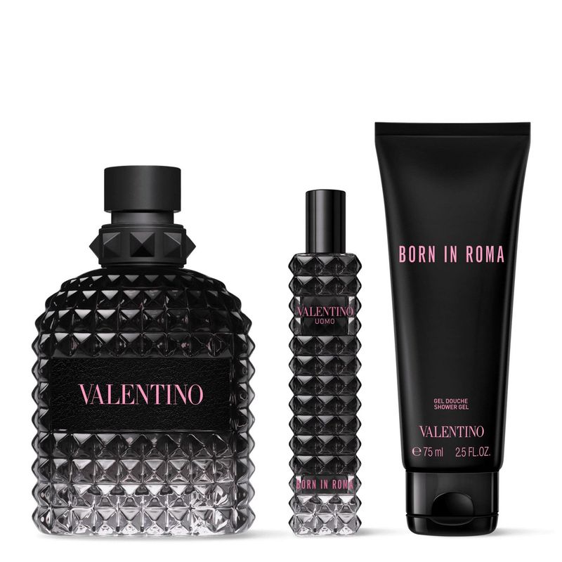 VALENTINO - Set Perfume Hombre Born In Roma Uomo EDT 100ml + 15ml + Gel de Ducha 75ml Valentino