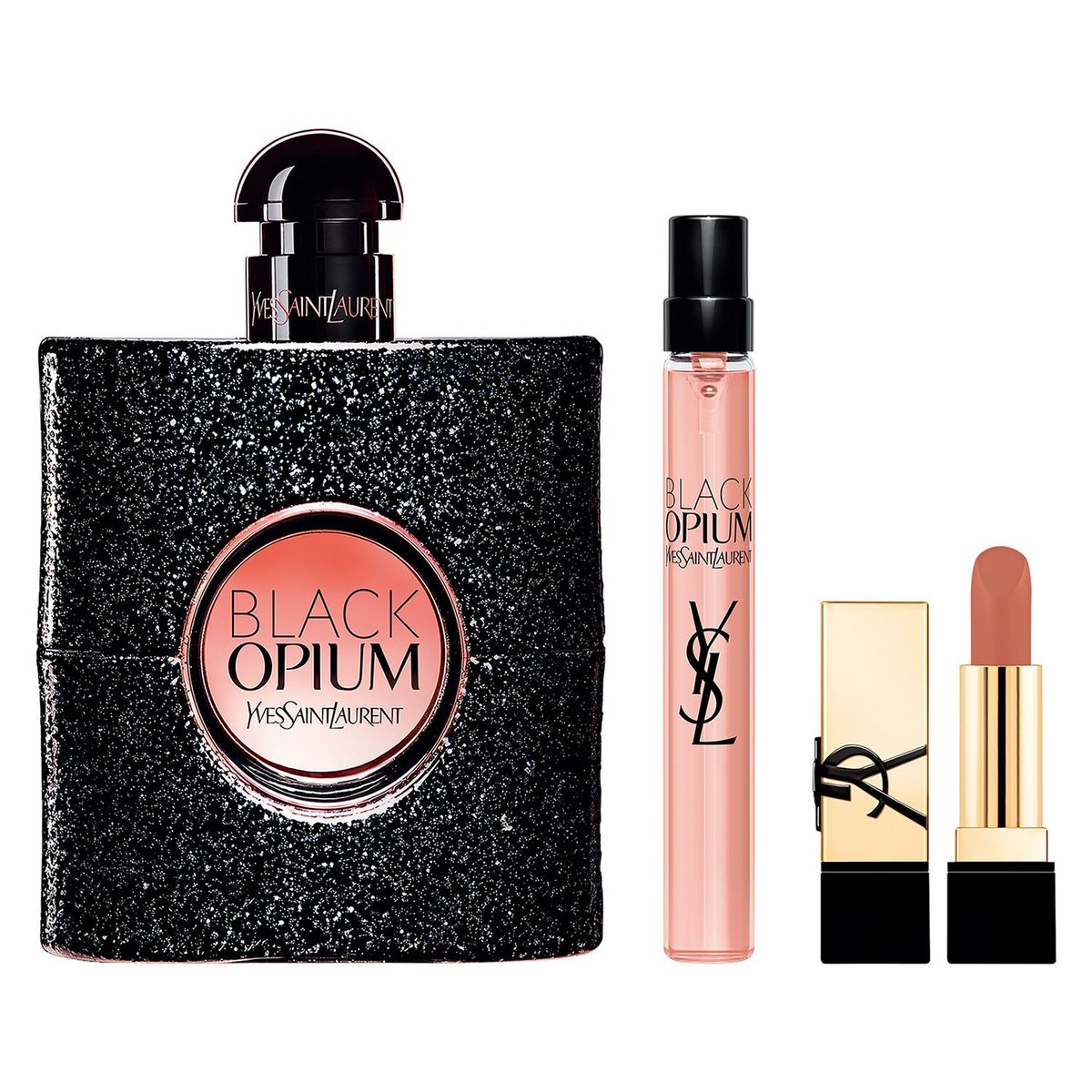 YSL - Set Perfume Mujer Black Opium Eau De Parfum 90ml + 10ml + Mini Labial Rouge Pur Couture NM Yves Saint Laurent