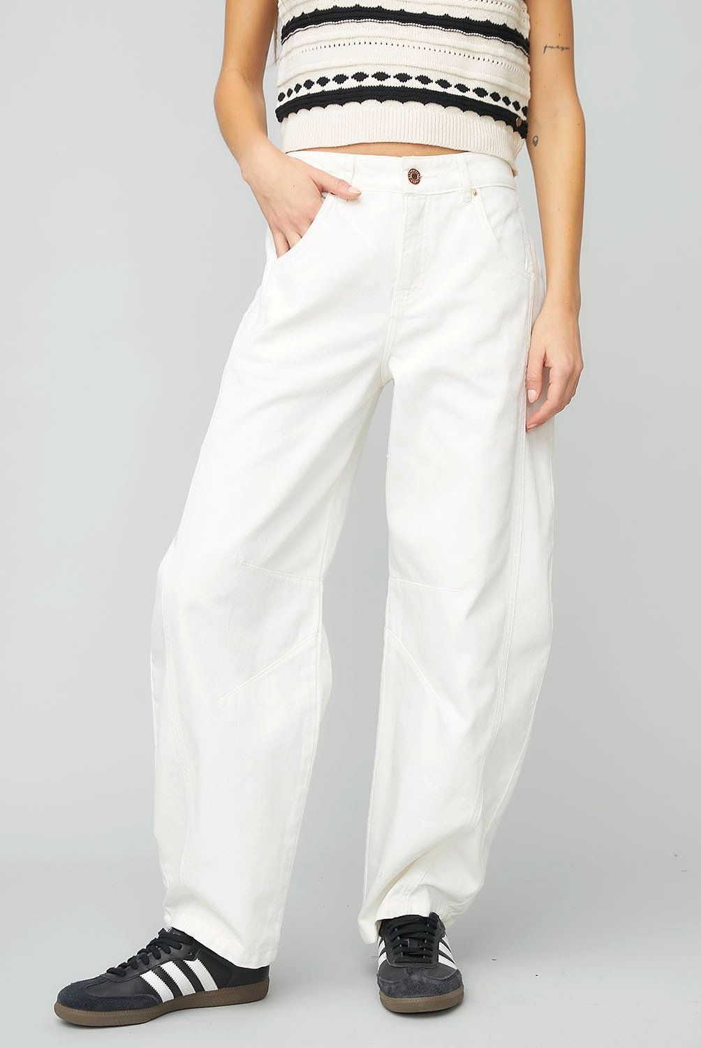 AMERICANINO - Jeans Americanino Baggy Tiro Medio Mujer Algodón Blanco