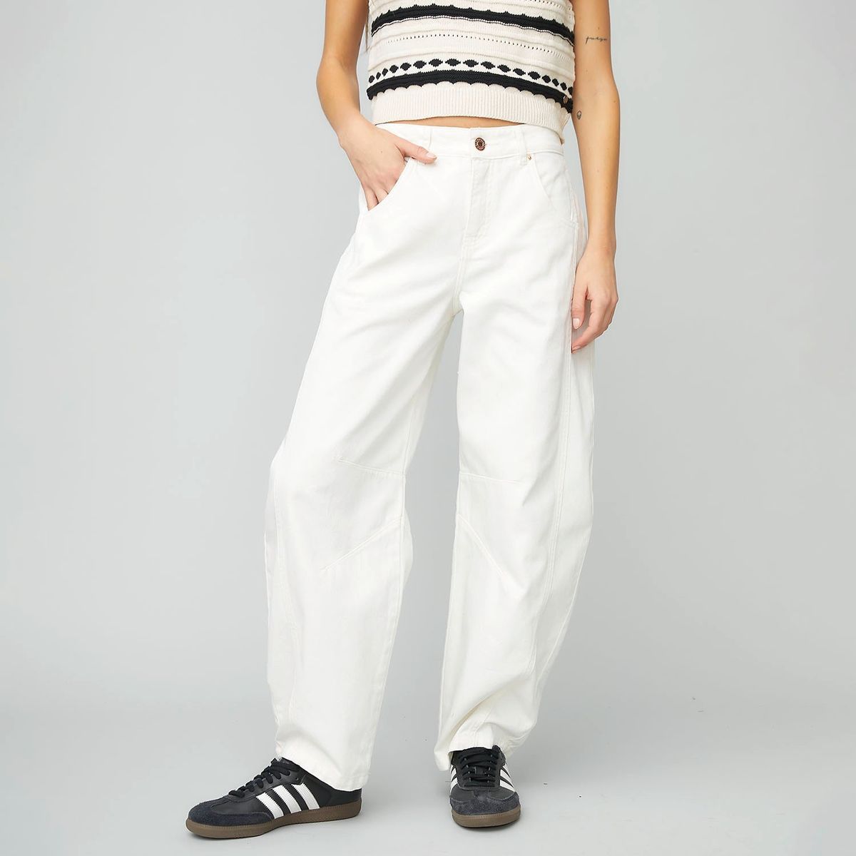 AMERICANINO - Jeans Americanino Baggy Tiro Medio Mujer Algodón Blanco