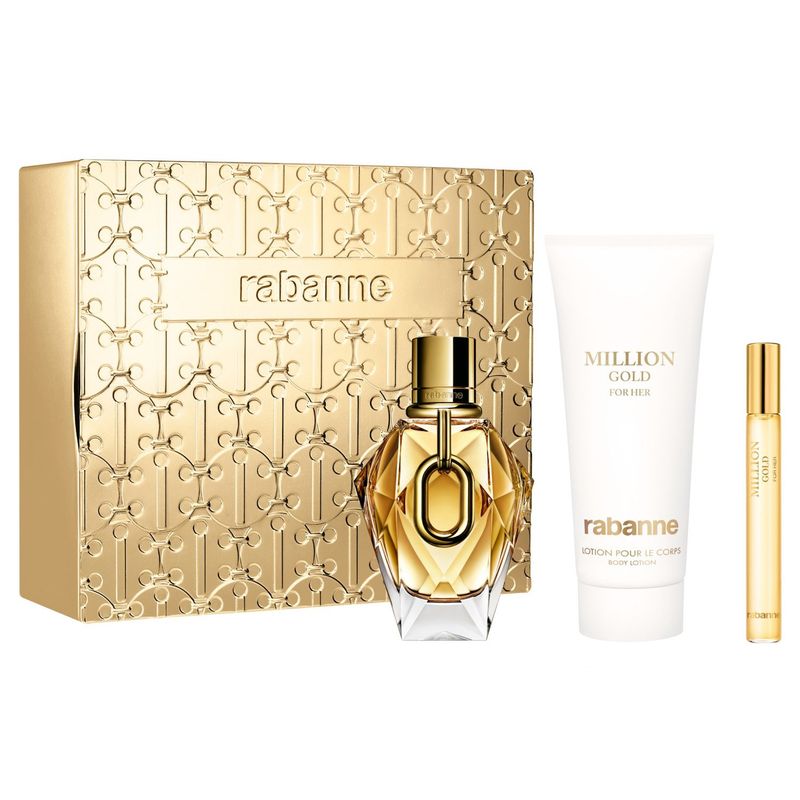RABANNE - Set Perfume Mujer Million Gold For Her 90 ml + 10 ml + Body Lotion 100 ml Paco Rabanne
