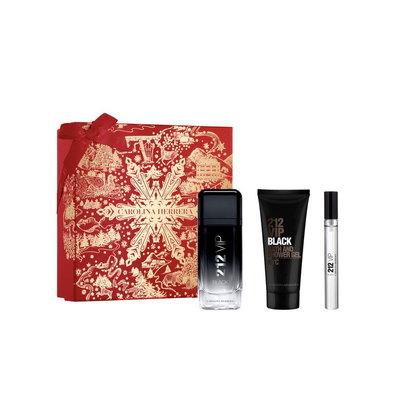 CAROLINA HERRERA - Set Perfume Hombre 212 Vip Men Black 100 ml + 10 ml + Shower Gel 100 ml Carolina Herrera
