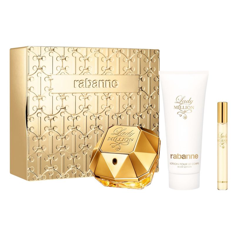 RABANNE - Set Perfume Lady Million EDP 80 ML Mujer + Body Lotion 100 ML + 10 ML Paco Rabanne