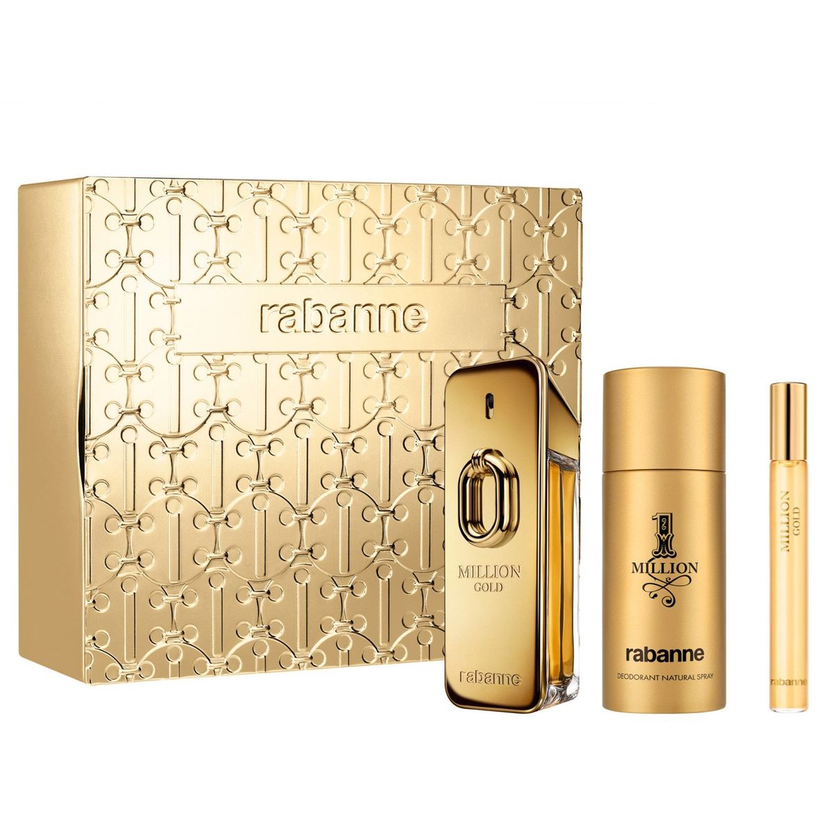 RABANNE - Set Perfume Hombre 1 Million Gold 100 ml + 10 ml + Desodorante 150 ml Paco Rabanne