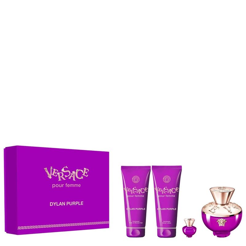 VERSACE - Set Perfume Mujer Dylan Purple EDT 100 Ml + Shower Gel 100 Ml + Body Lotion 100 Ml + Miniatura 5 Ml Versace