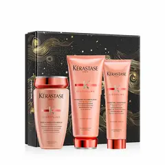 KERASTASE - Set Hidratación Cabello Rebelde con Frizz Shampoo 250ml + Acondicionador 200ml + Keratine Thermique 150ml Kérastase