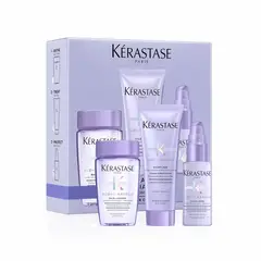 KERASTASE - Set Reparación Cabello Rubio o Decolorado Blond Absolu Shampoo Bain Lumiére 80ml + Acondicionador Cicaflash 75ml + Serum Cicaplasme 45ml Kérastase