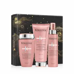 KERASTASE - Set Reparación Cabello Con Color Chroma Absolu Shampoo 250ml + Acondicionador 200ml + Serúm Chroma Thermique 150ml Kérastase