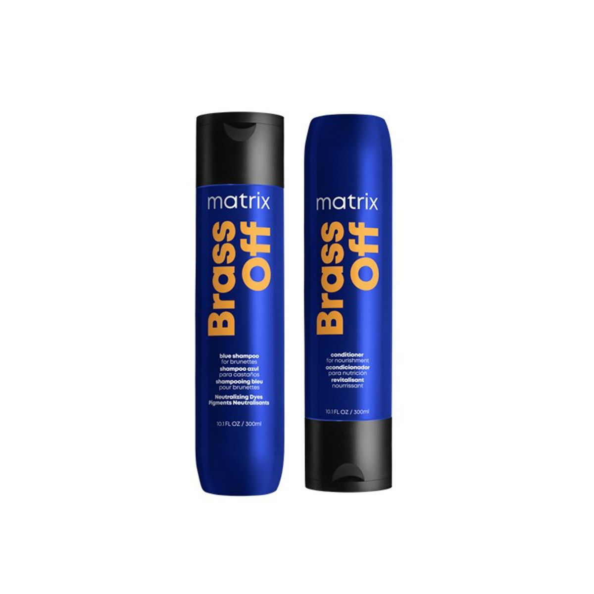 MATRIX - Set Shampoo Matizador Azul Cabello Castaño 300 ml + Acondicionador con Pigmentos 300ml Brass off Matrix