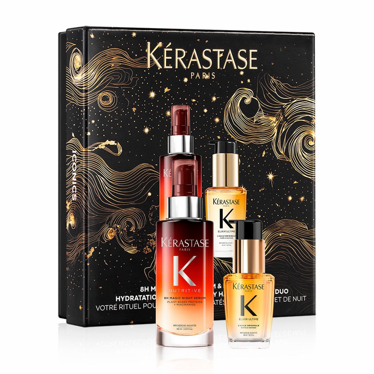 KERASTASE - Set nutrición Serum Nocturno 8H Magic Night 90ml Nutritive+ Elixir Ultime 30ml Kerastase
