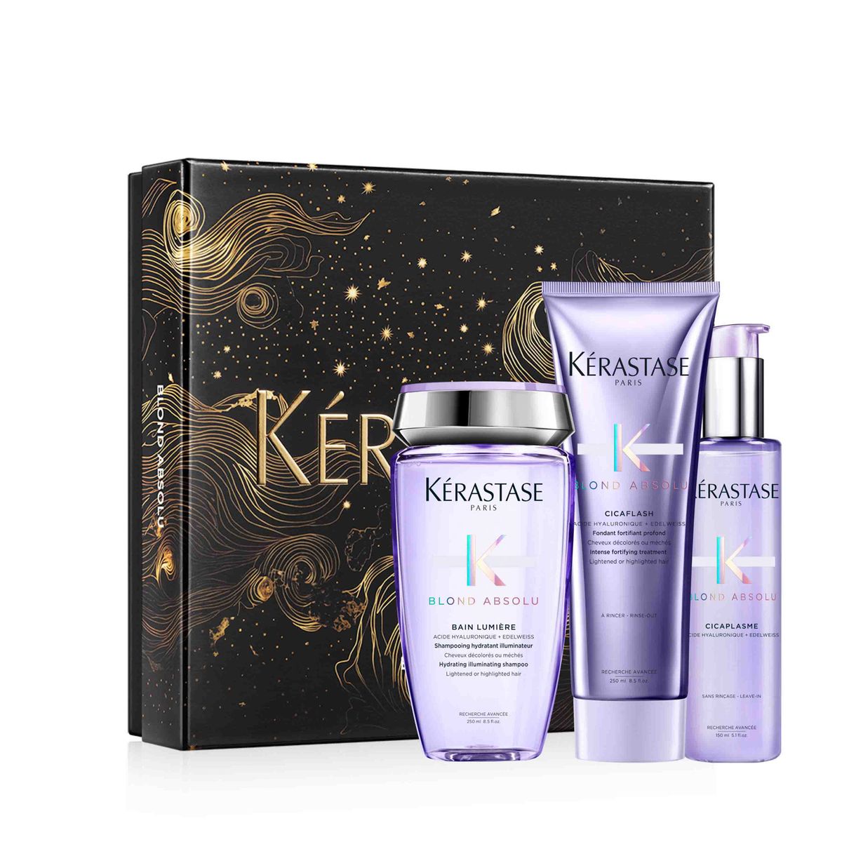 KERASTASE - Cofre Hidratante Shampoo + Acondicionador + Texturizante Para Cabello Rubio o Decolorado Blond Absolu