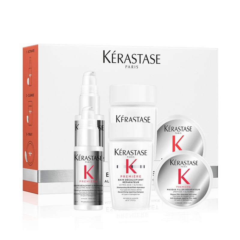 KERASTASE - Set Reparador Premiére Concentré Décalcifiant Ultra-Réparateur 45ml + Shampoo Bain Décalcifiant Réparateur 80ml + Máscara Capilar Filler Réparateur 75ml Kerastase