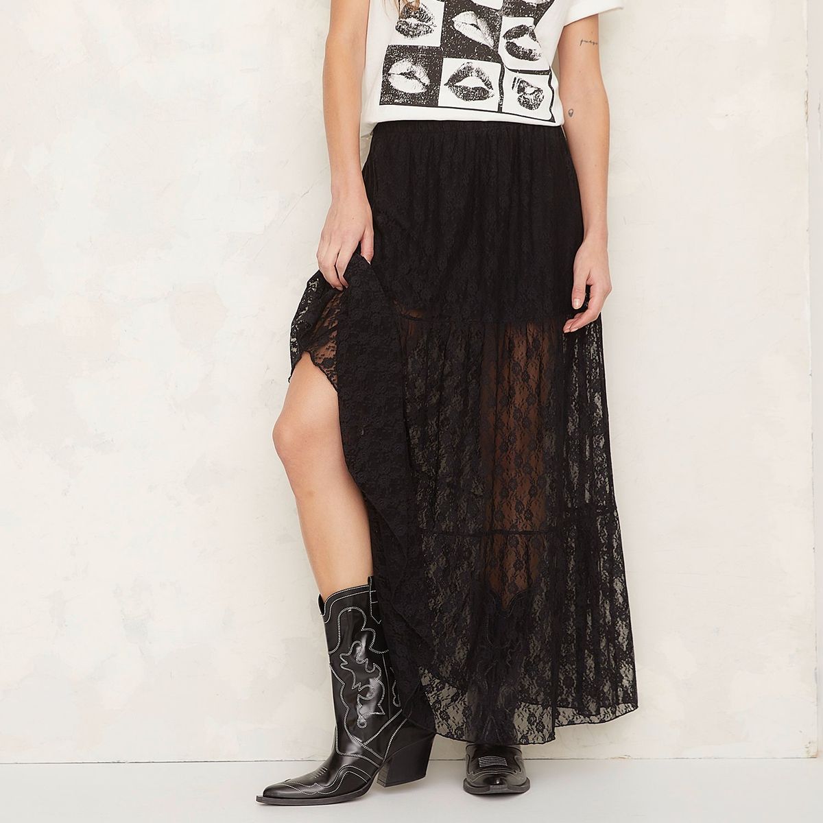 AMERICANINO - Falda Larga De Encaje Americanino Mujer