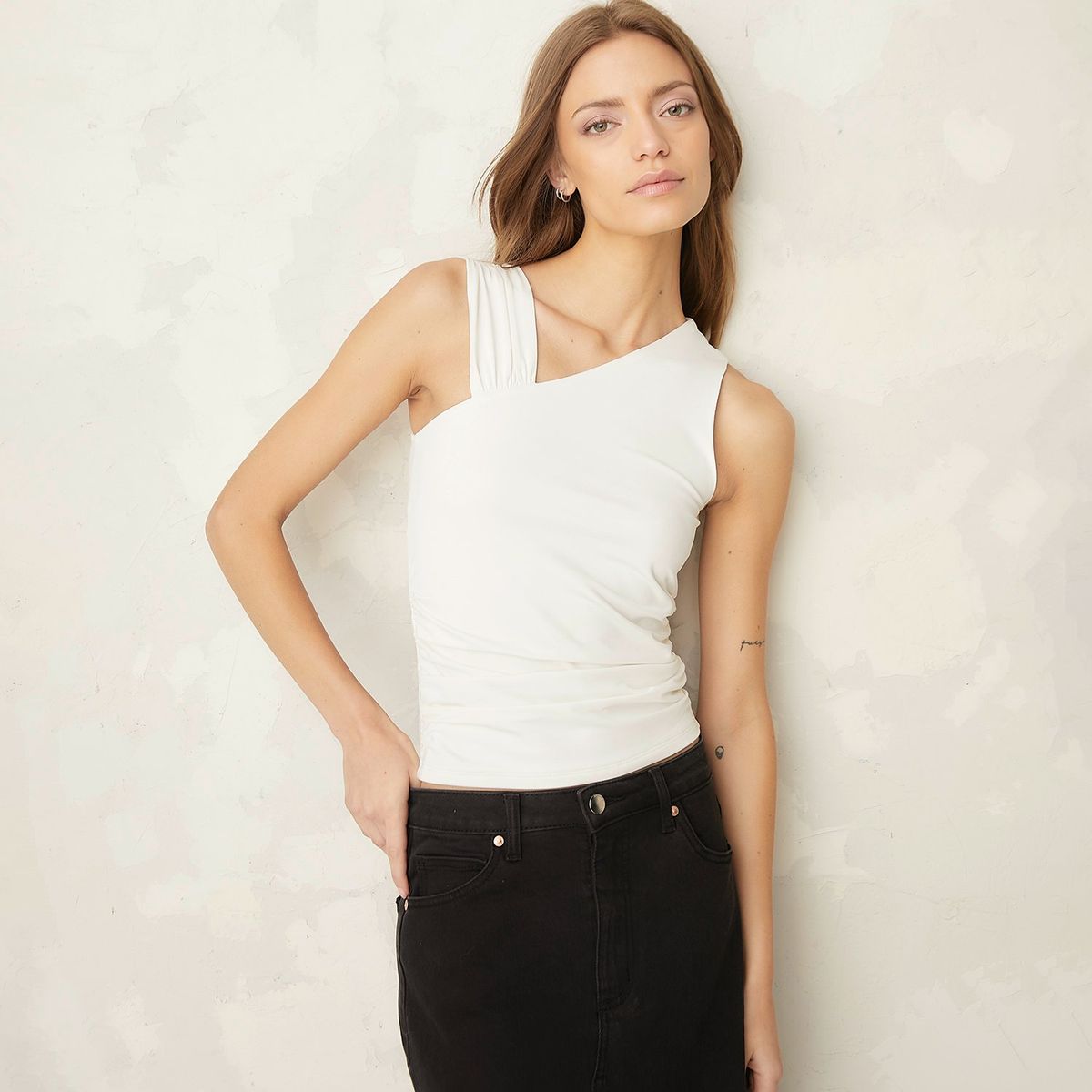 AMERICANINO - Polera Sin Mangas Americanino Microfibra Mujer Asimétrica