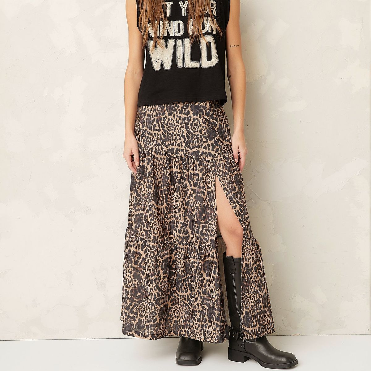 AMERICANINO - Falda Larga Americanino Maxi Liso Mujer