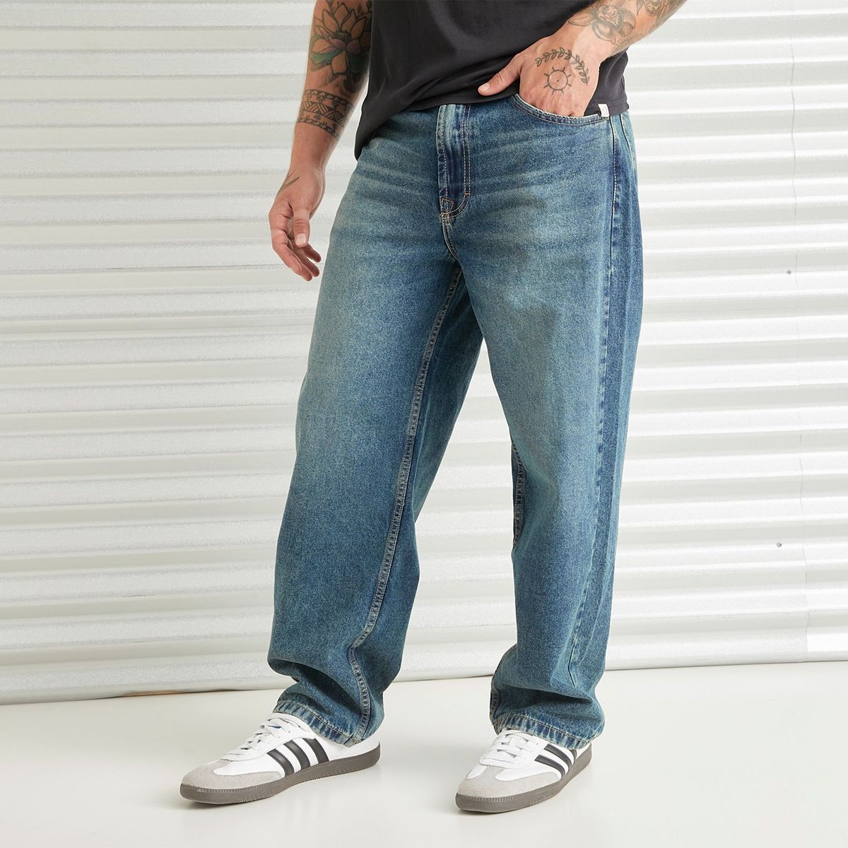 AMERICANINO - Jeans Fit Baggy Tiro Medio Hombre Americanino