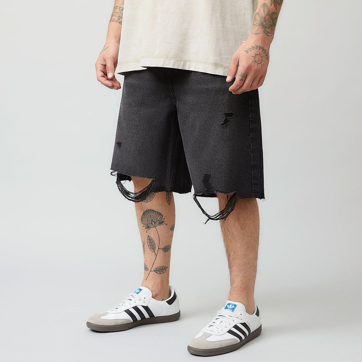 AMERICANINO - Bermuda Denim Baggy Americanino Hombre Algodón con Desgaste