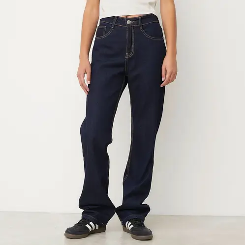 SYBILLA - Jeans Straight Denim Mujer Tiro Medio
