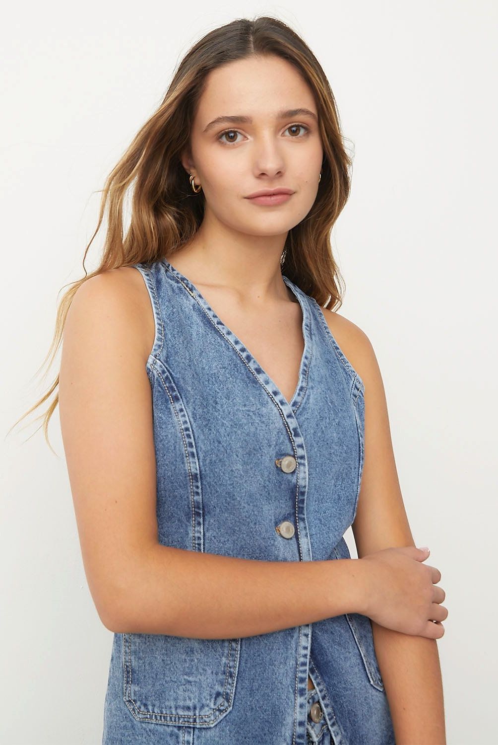 SYBILLA - Chaleco Denim Sybilla Mujer Sin Mangas Cuello V