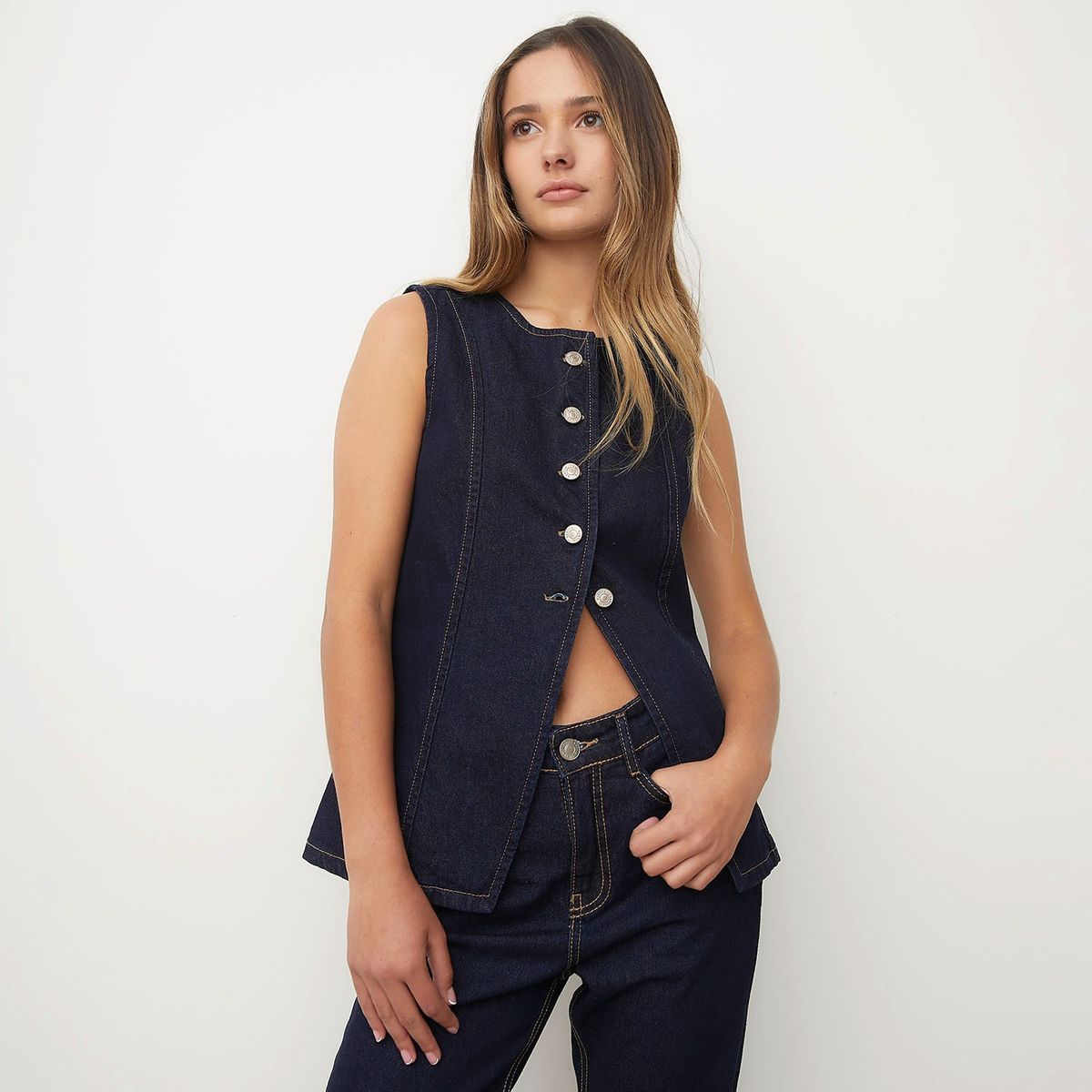 SYBILLA - Chaleco Sybilla Denim Mujer Algodón Sin Mangas