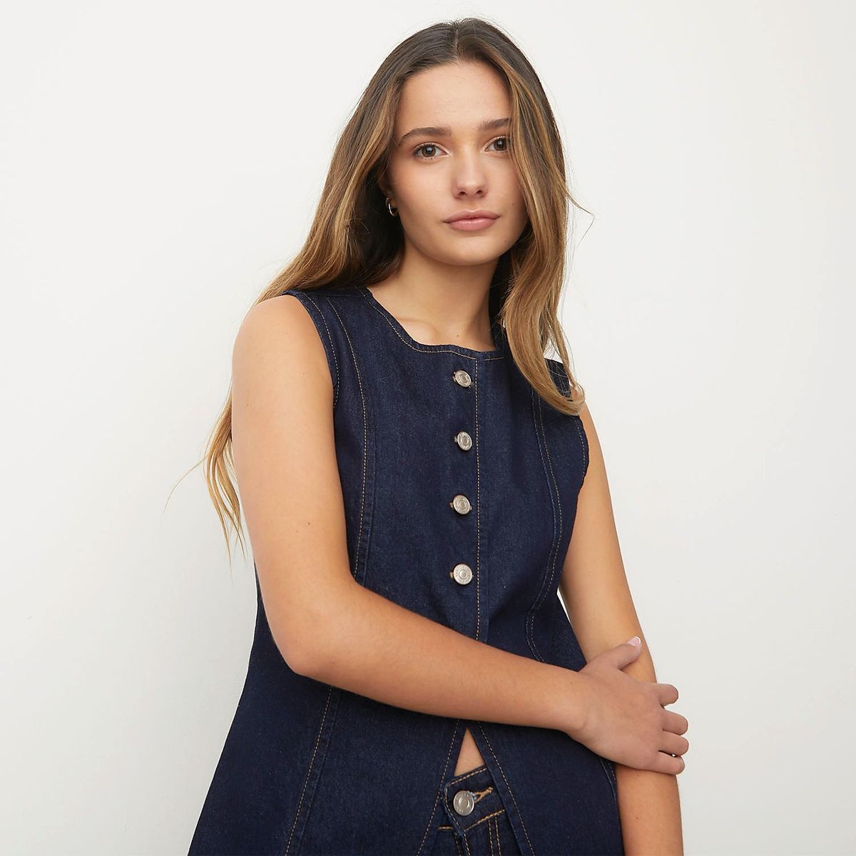 SYBILLA - Chaleco Sybilla Denim Mujer Algodón Sin Mangas