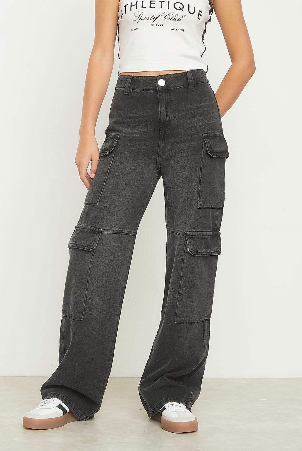 SYBILLA - Jeans Sybilla Straight Cargo Tiro Alto Mujer Algodón