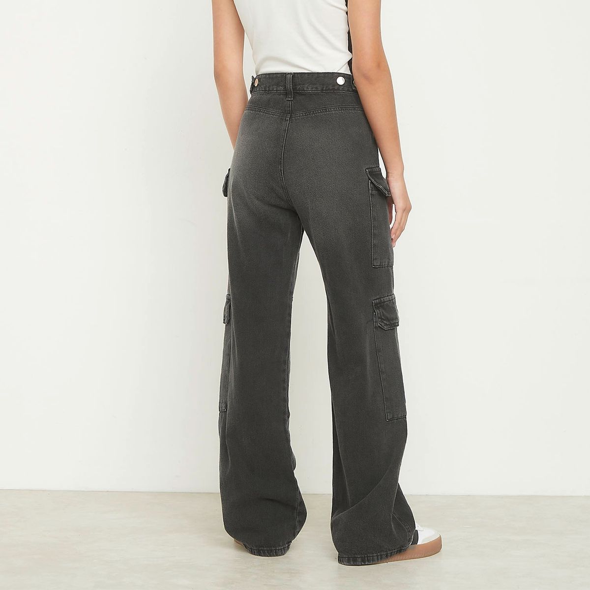 SYBILLA - Jeans Sybilla Straight Cargo Tiro Alto Mujer Algodón