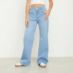 SYBILLA - Jeans Wide Leg Algodón Tiro Alto Mujer