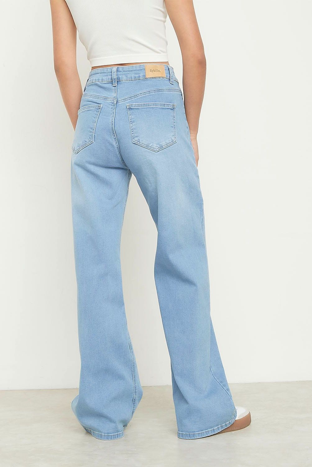 SYBILLA - Jeans Wide Leg Sybilla Algodón Tiro Alto Mujer