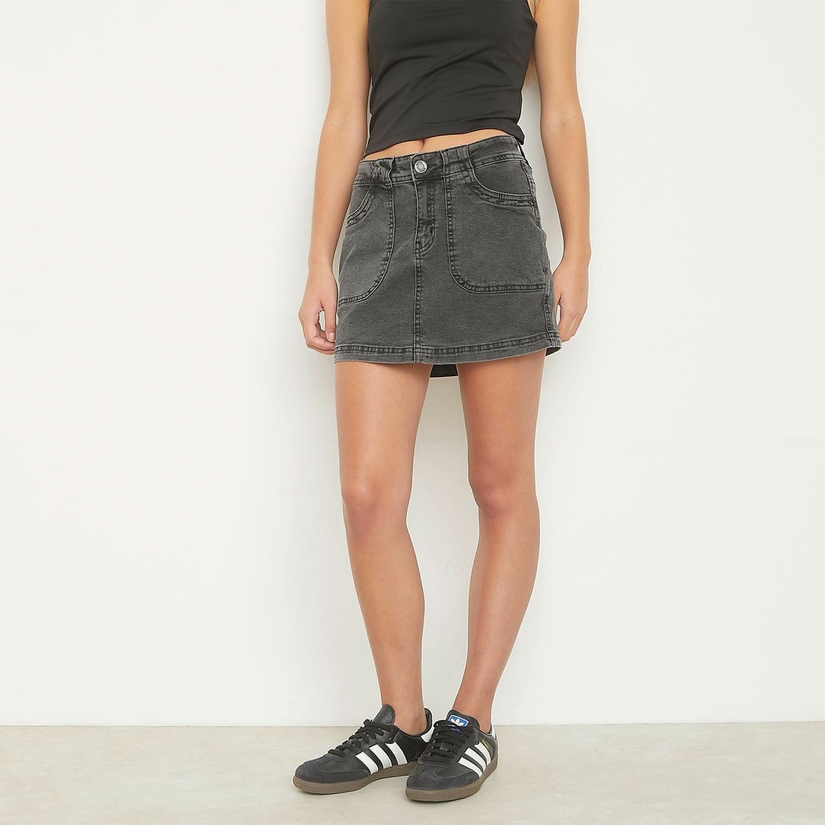 SYBILLA - Falda Mini Sybilla Algodón Bolsillos Parche Mujer