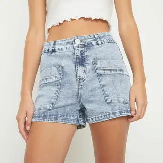 SYBILLA - Short Tiro Alto Con Bolsillos Asimétricos Mujer