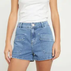 SYBILLA - Short Tiro Alto Con Bolsillos Asimétricos Mujer