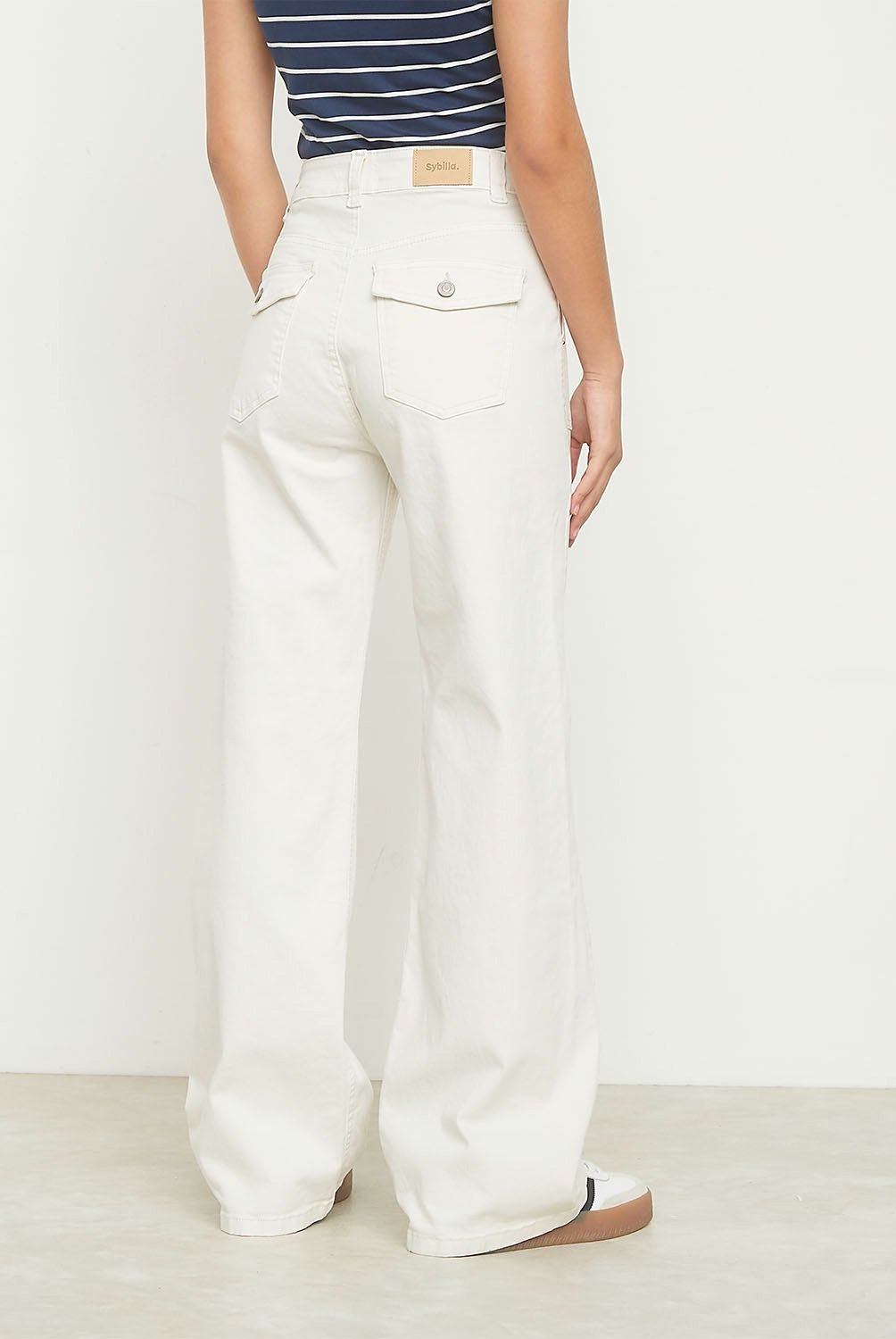 SYBILLA - Jeans Wide Leg Sybilla Tiro Alto Mujer Algodón