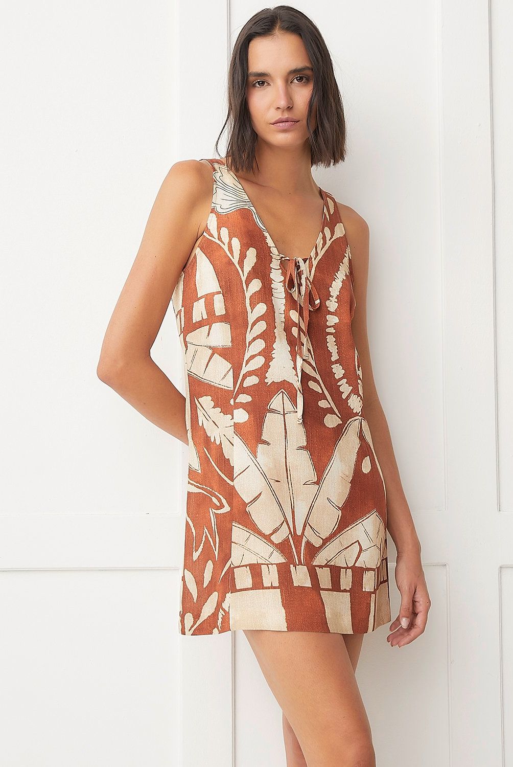 BASEMENT - Vestido Mini Basement Mujer Casual Viscosa Lino