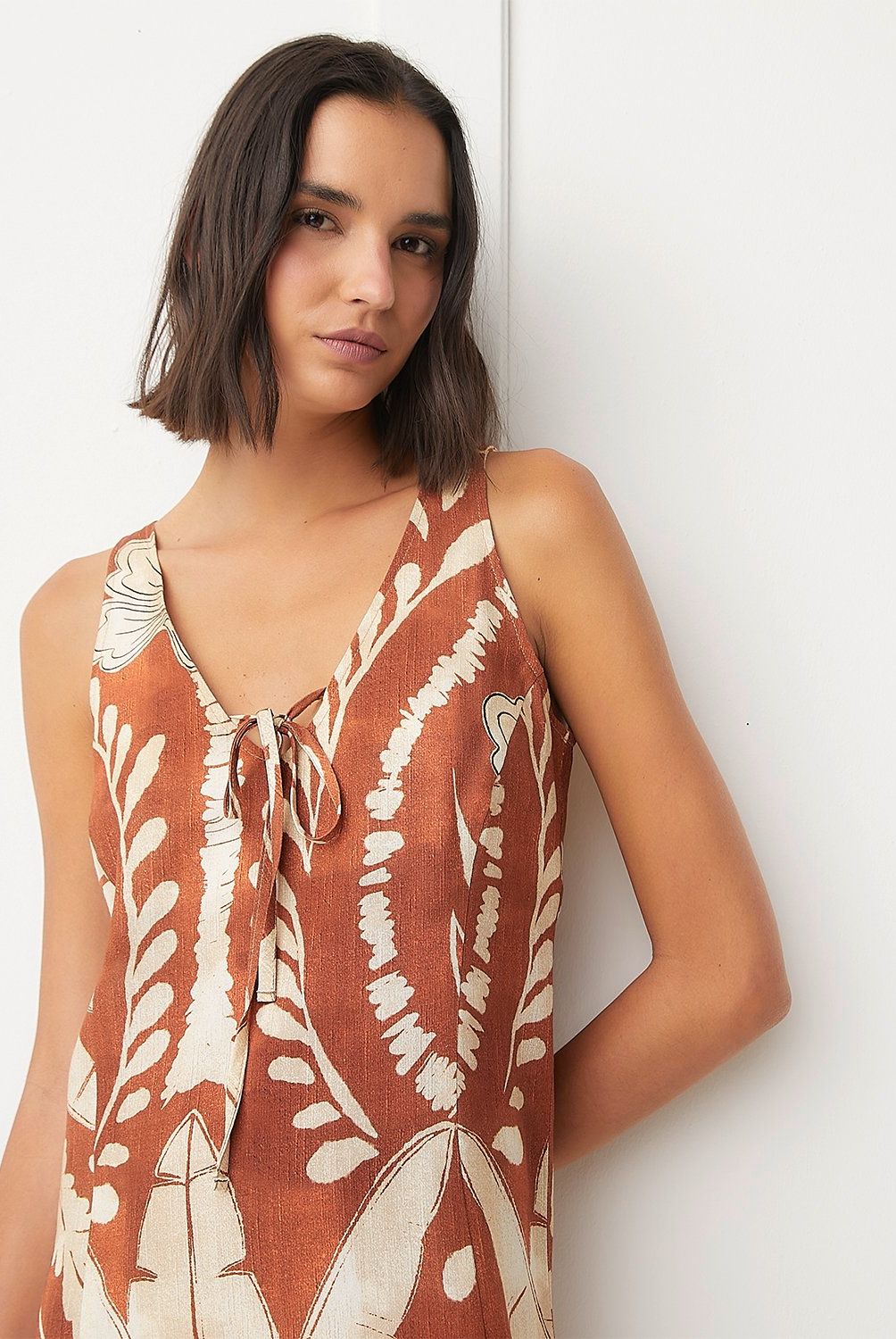 BASEMENT - Vestido Mini Basement Mujer Casual Viscosa Lino
