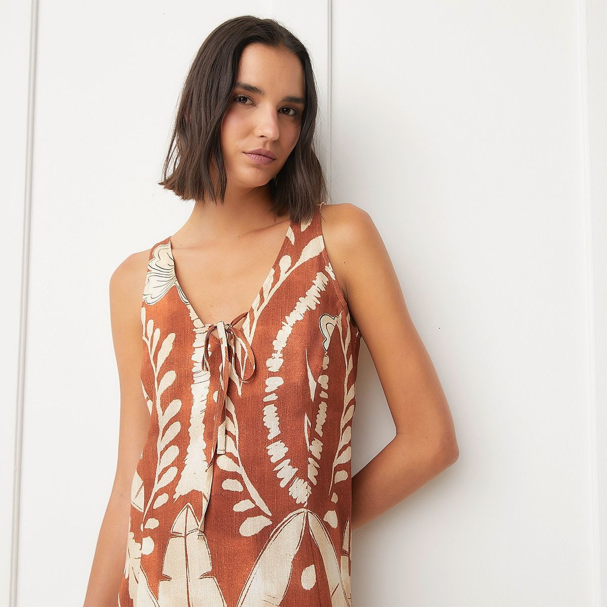 BASEMENT - Vestido Mini Basement Mujer Casual Viscosa Lino