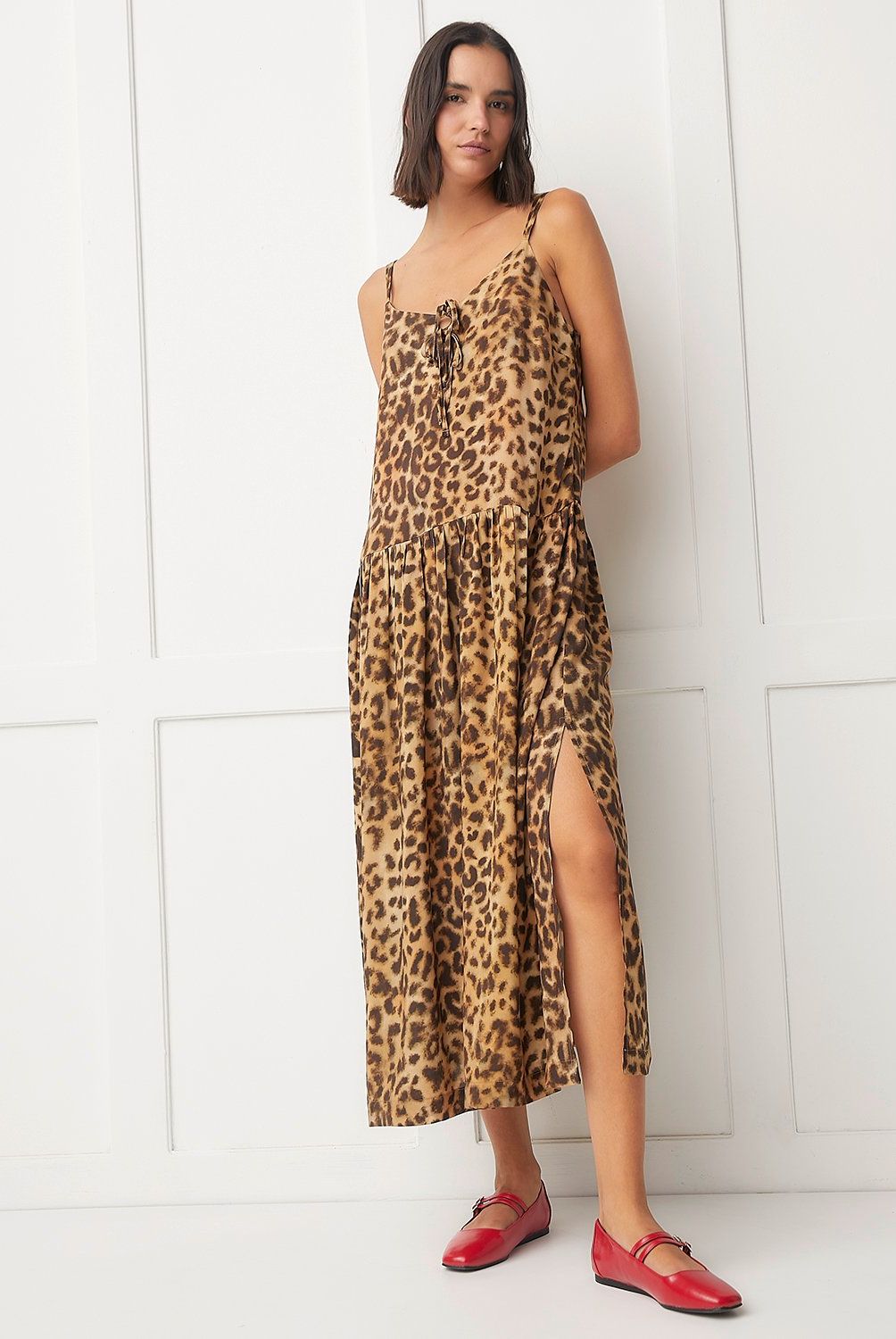 BASEMENT - Vestido Maxi Basement Mujer Viscosa Animal Print