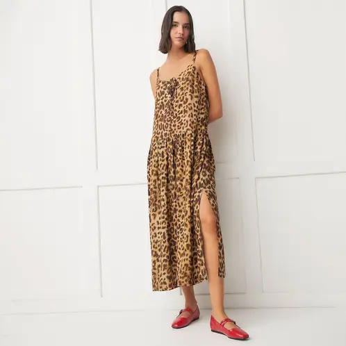 BASEMENT - Vestido Maxi Mujer Viscosa Animal Print
