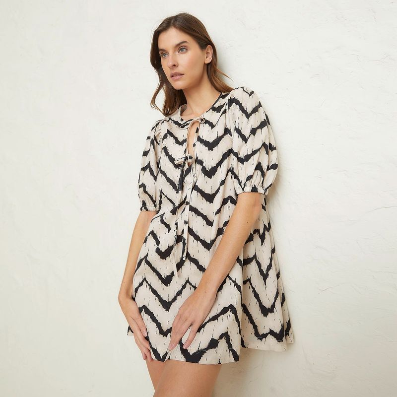 BASEMENT - Vestido Basement Corto Estampado Casual Algodón Mujer