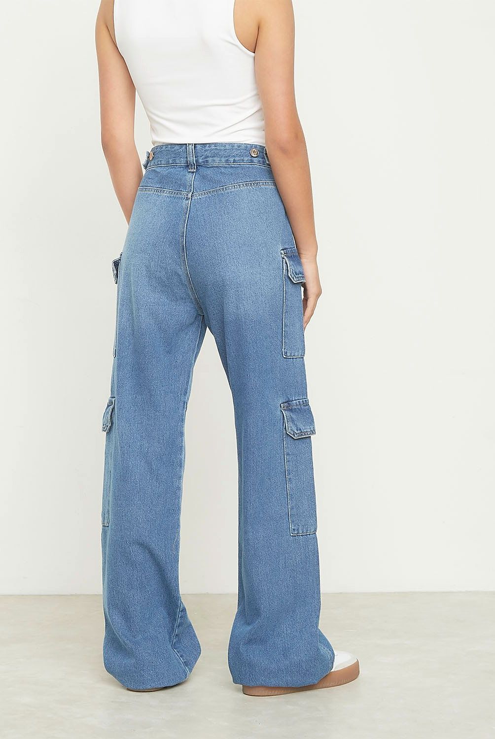 SYBILLA - Jeans Sybilla Straight Cargo Tiro Alto Mujer Algodón